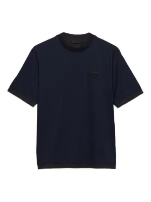 Prada Enamel triangle-logo Cotton T-shirt | Blue | FARFETCH