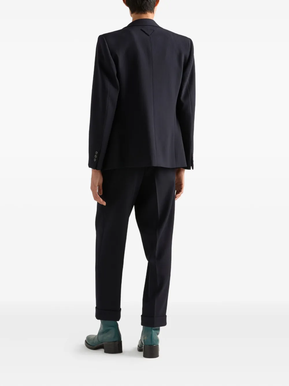 Prada Jack met logo en puntige revers Blauw