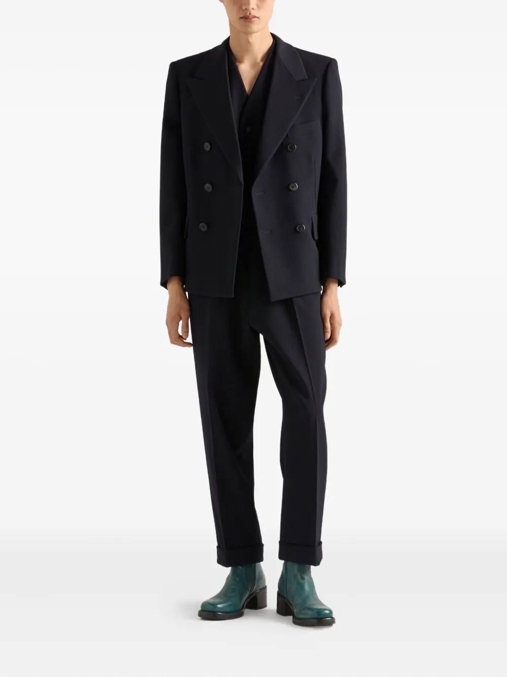 Prada Jack met logo en puntige revers Blauw