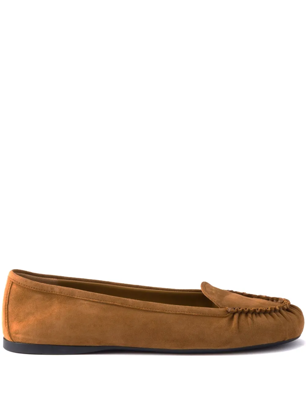Prada Ruffled Suede Loafers In Multi