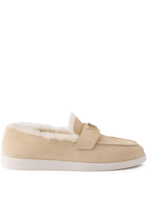 Prada suede shearling loafers