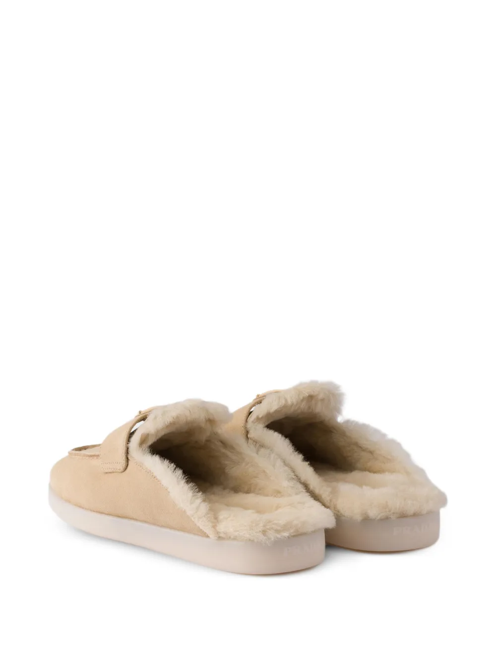 Prada Suede Shearling Loafers - Neutrals 