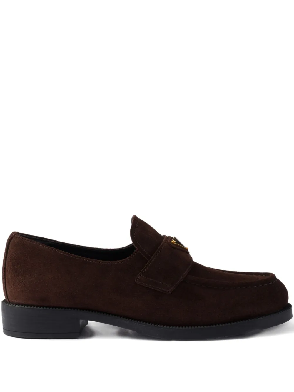 Prada suede triangle-logo loafers - Marrone