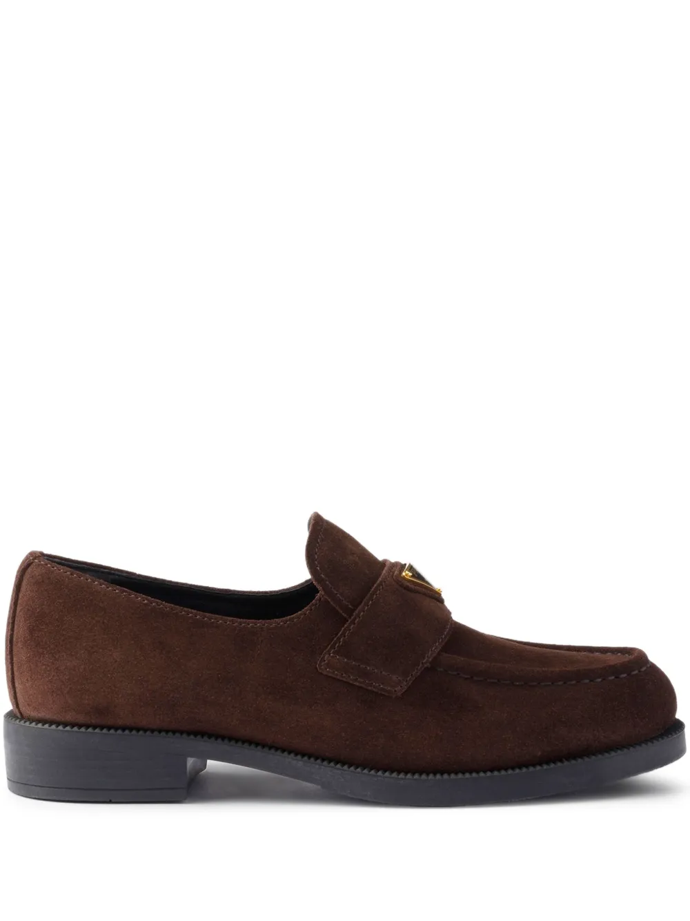 Prada suede triangle-logo loafers Brown
