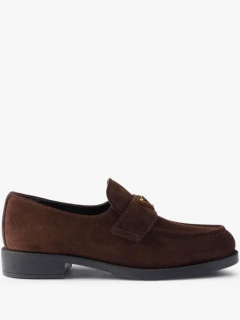 Prada suede triangle-logo loafers