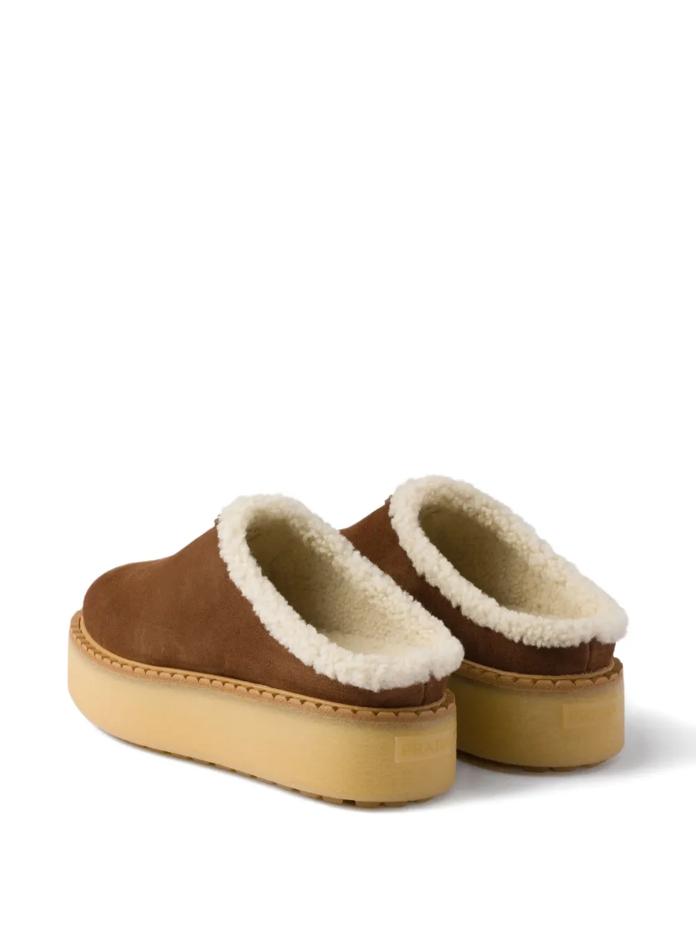 Prada shearling-lined suede mules Brown