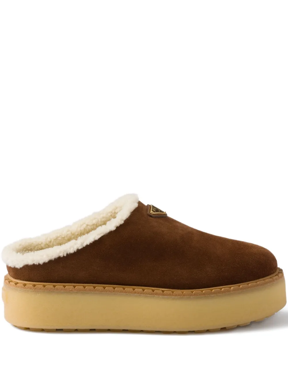 Prada shearling-lined suede mules Brown