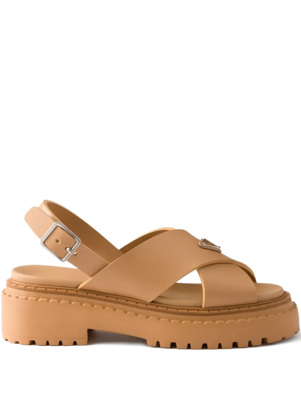 Prada 55mm cross-strap platform sandals Brown