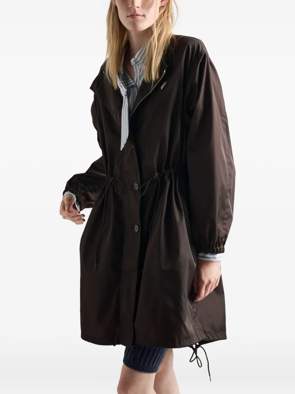 Prada Regenjas met trekkoordtaille Bruin