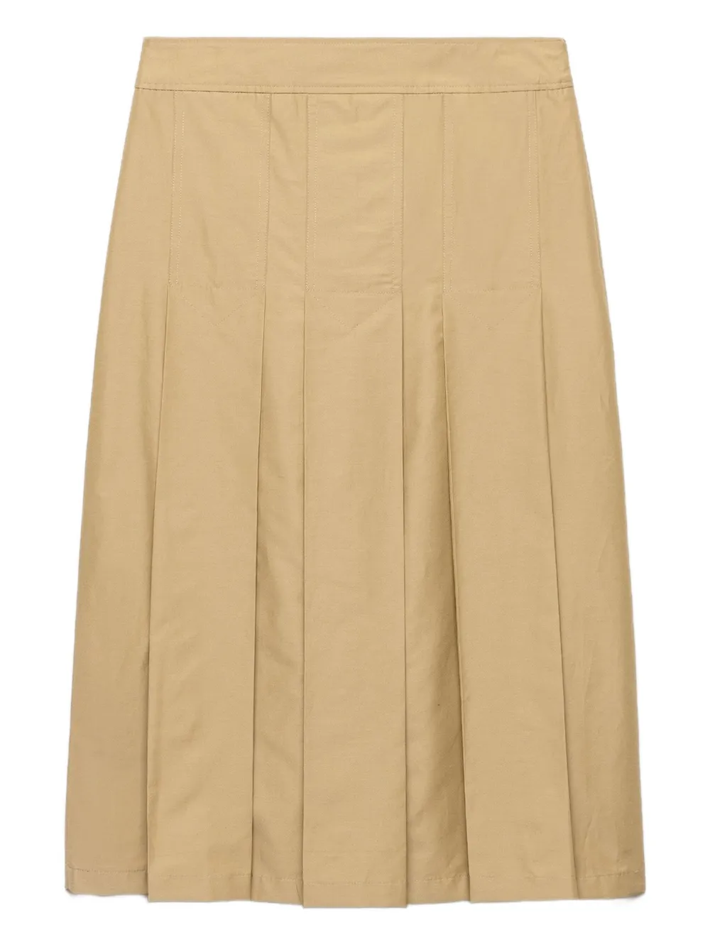 Prada box-pleat kick-pleat midi skirt | Neutrals | Image 1