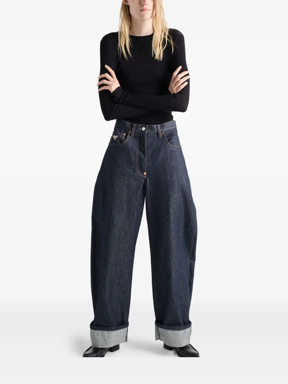 Prada Superfine ribbed intarsia-logo sweater | Knitted Sweaters | Image 2