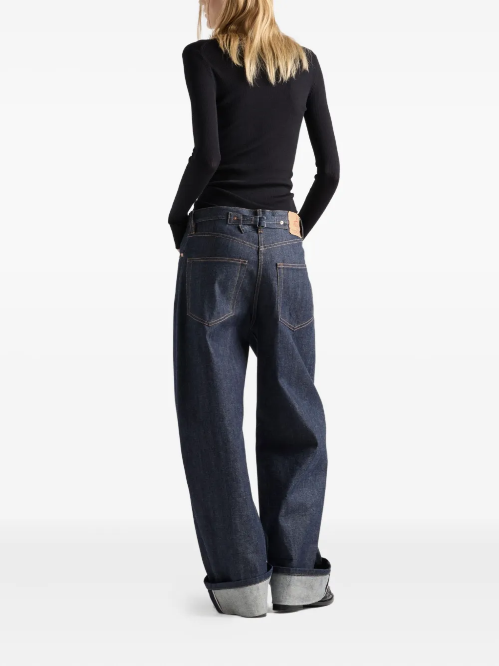 Prada Superfine geribbelde trui met intarsia logo Blauw