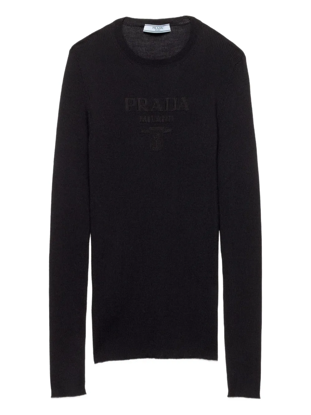 Prada Superfine ribbed intarsia-logo sweater | Blue | Image 1