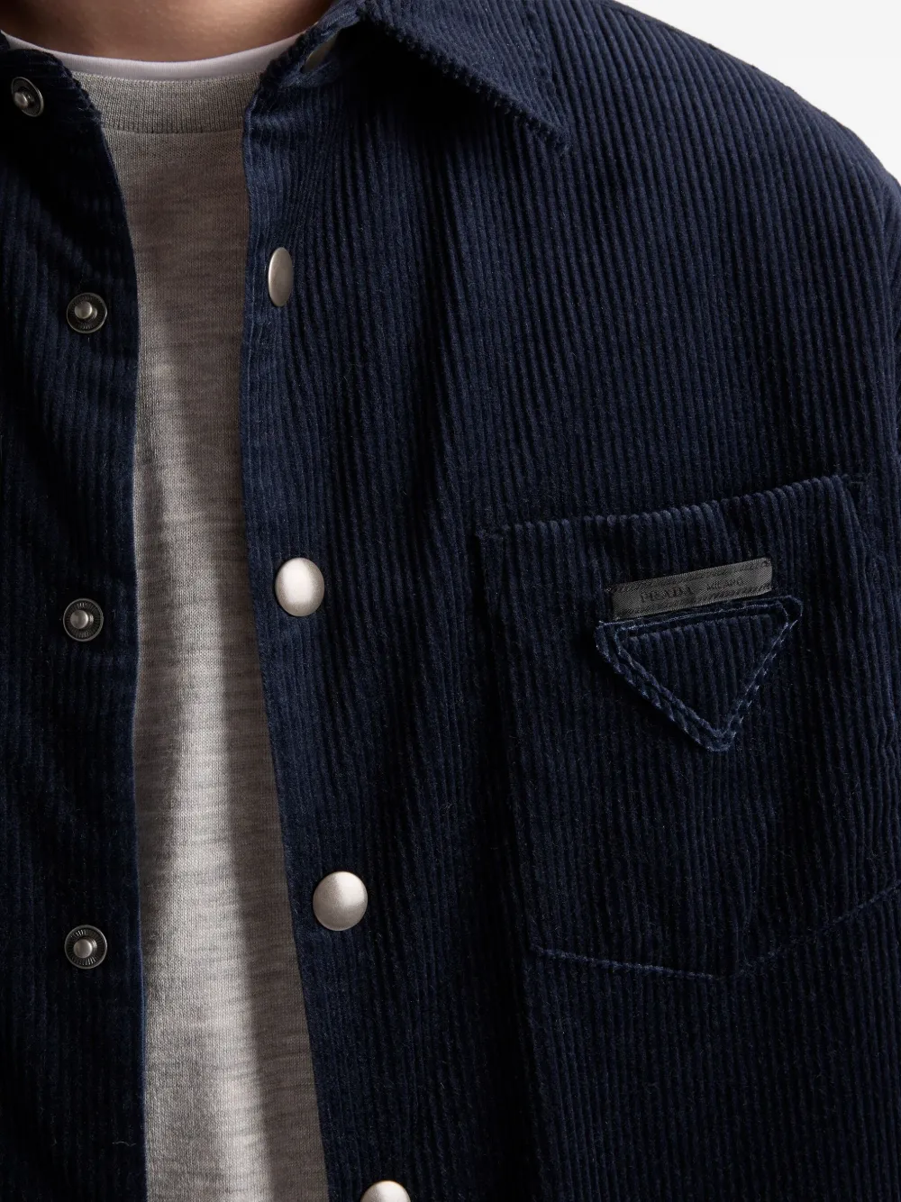 Prada Ribfluwelen overhemd met opgestikte zak Blauw