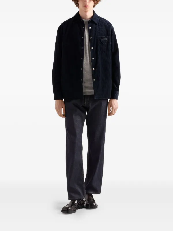 ^*^様 プラダ コーデュロイ 長袖シャツ Prada コーデュロイ シャツ | ブルー | FARFETCH JP