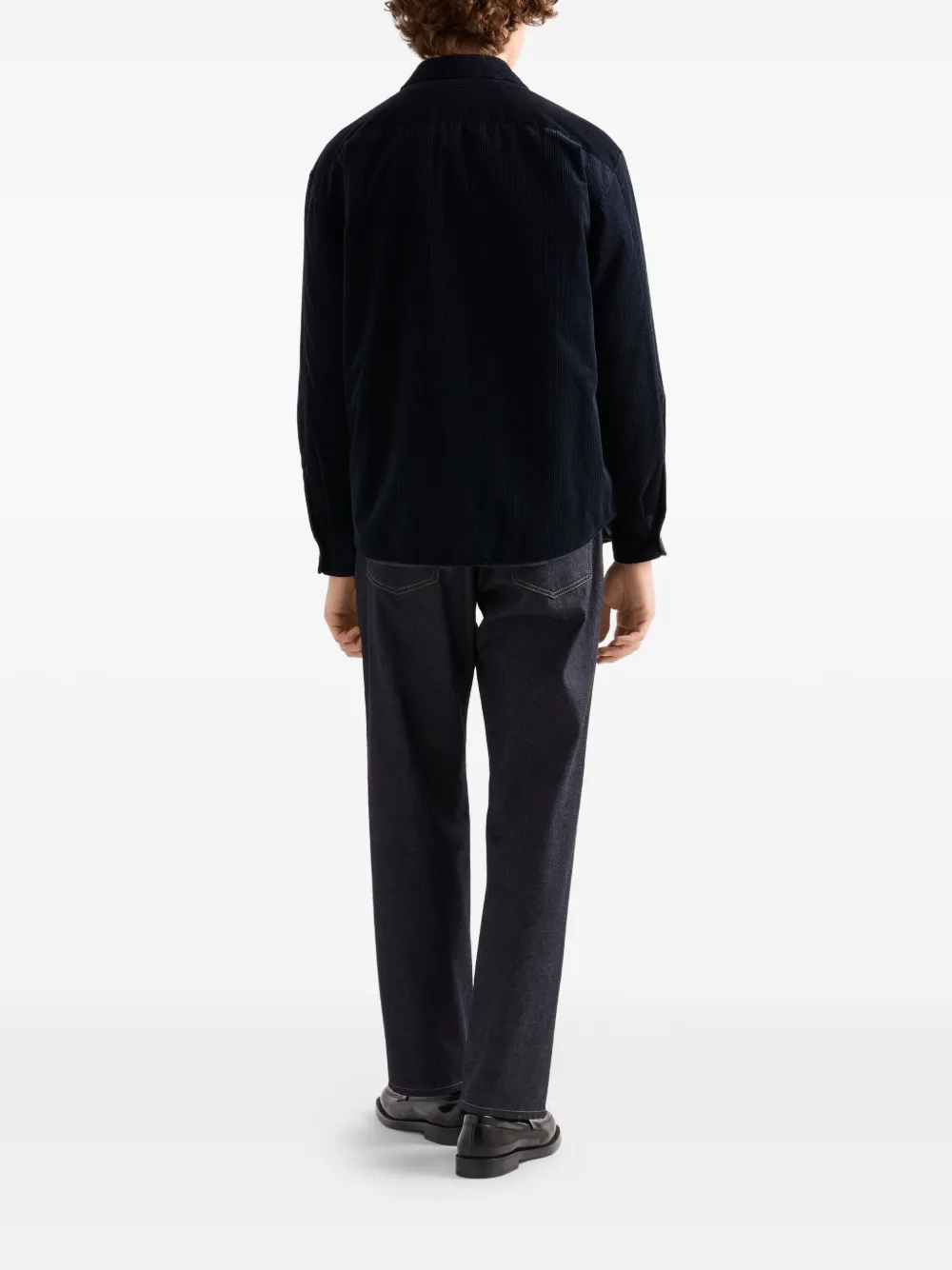 Prada Ribfluwelen overhemd met opgestikte zak Blauw