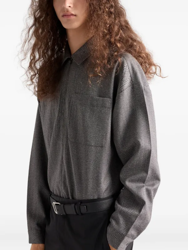 Prada zip-up Shirt | Grey | FARFETCH TW Prada zip-up Shirt | Grey | FARFETCH TW