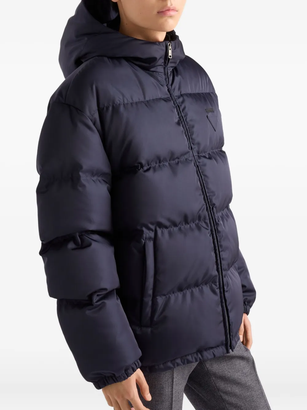 Prada hooded padded jacket Blauw
