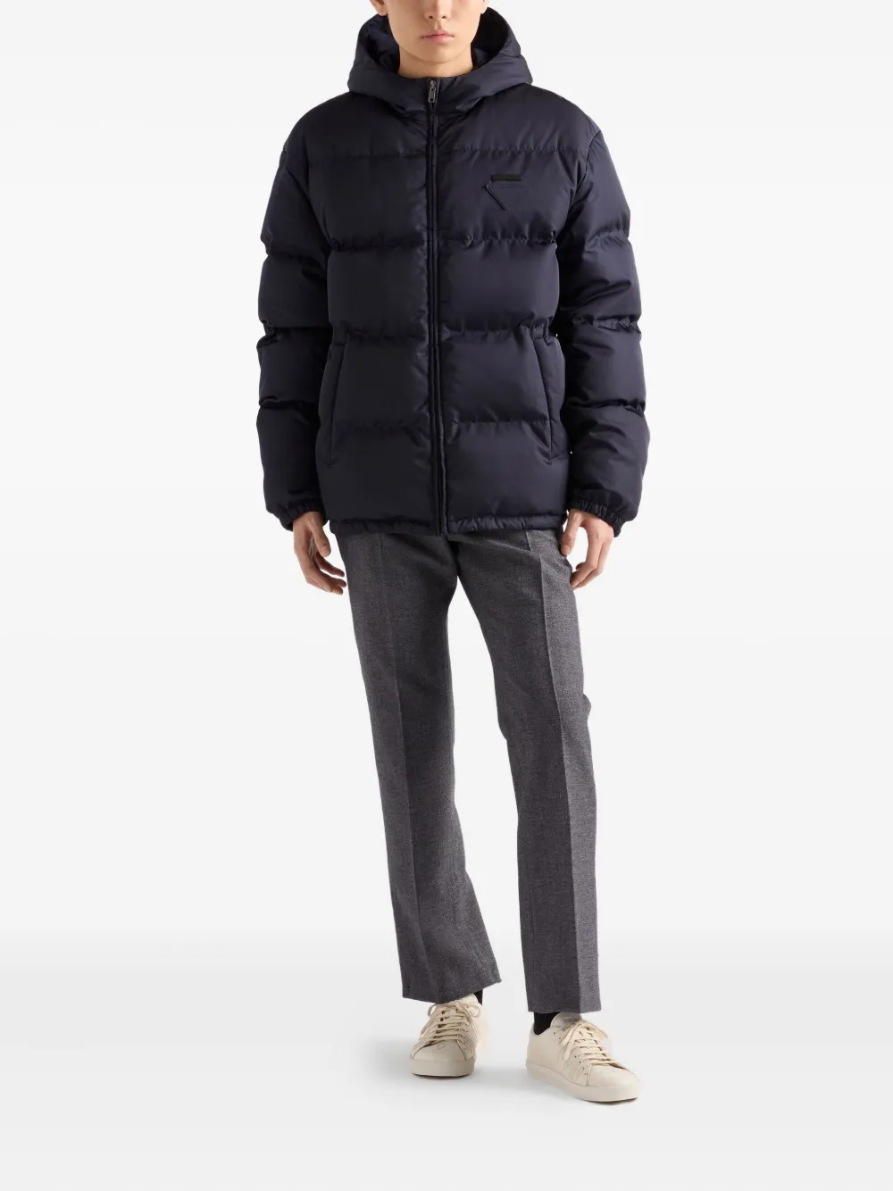 Prada hooded padded jacket Blauw