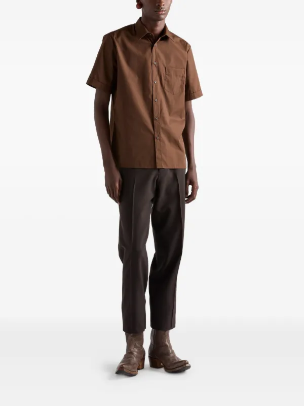 Prada patch-pocket short-sleeved Shirt | Brown | FARFETCH