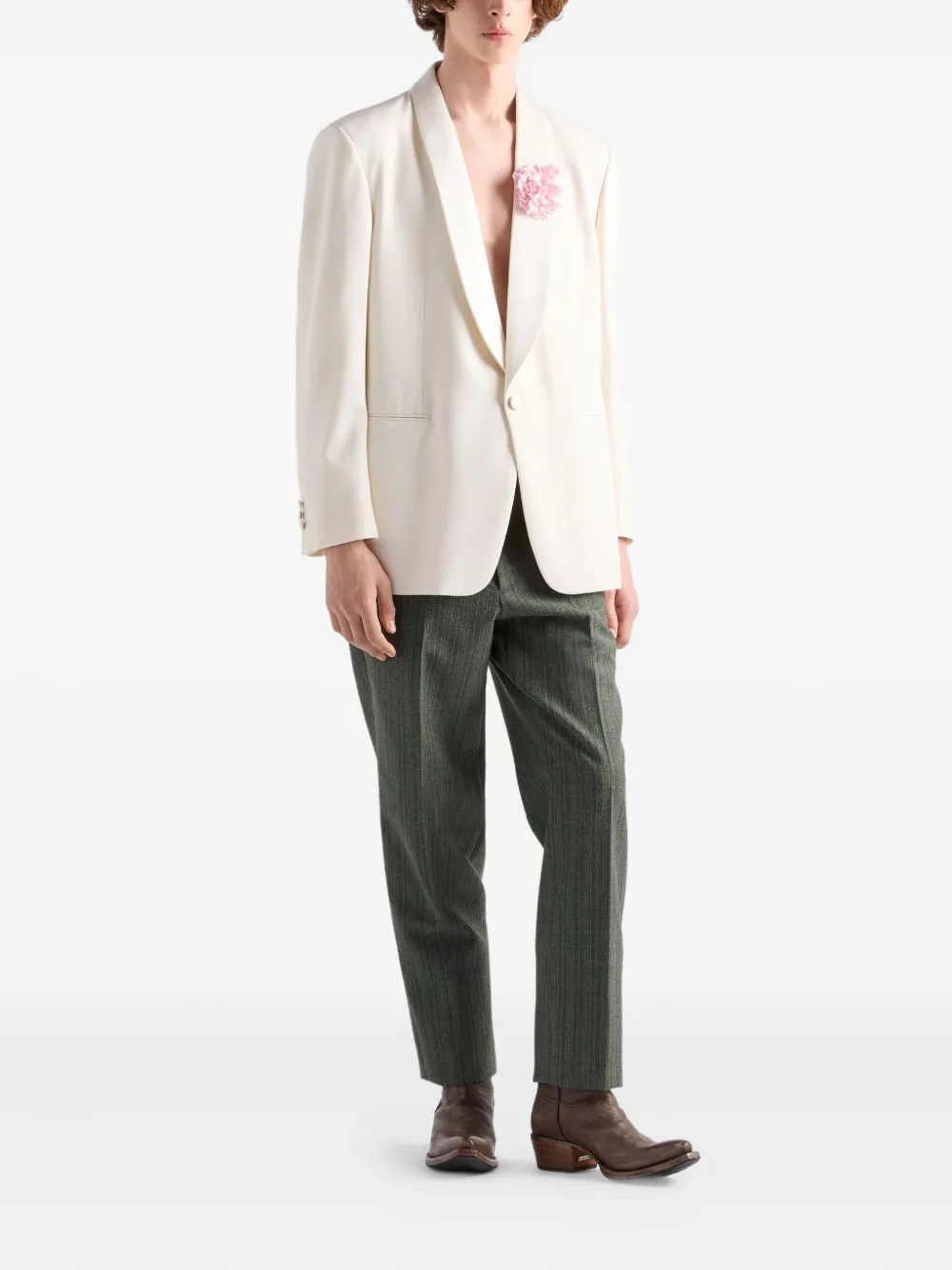 Prada Wollen jack met sjaalkraag Wit