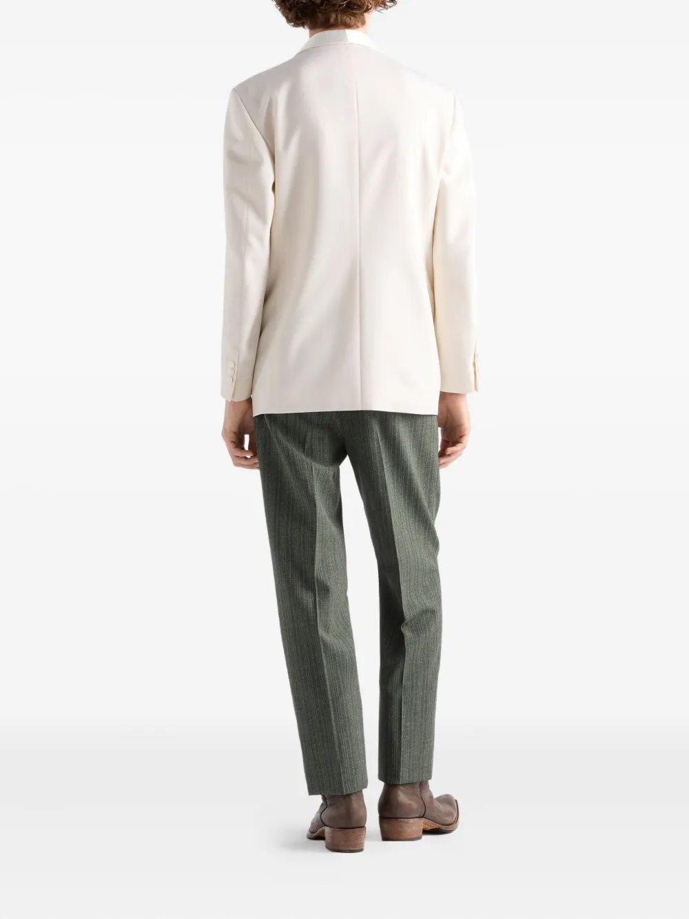 Prada Wollen jack met sjaalkraag Wit