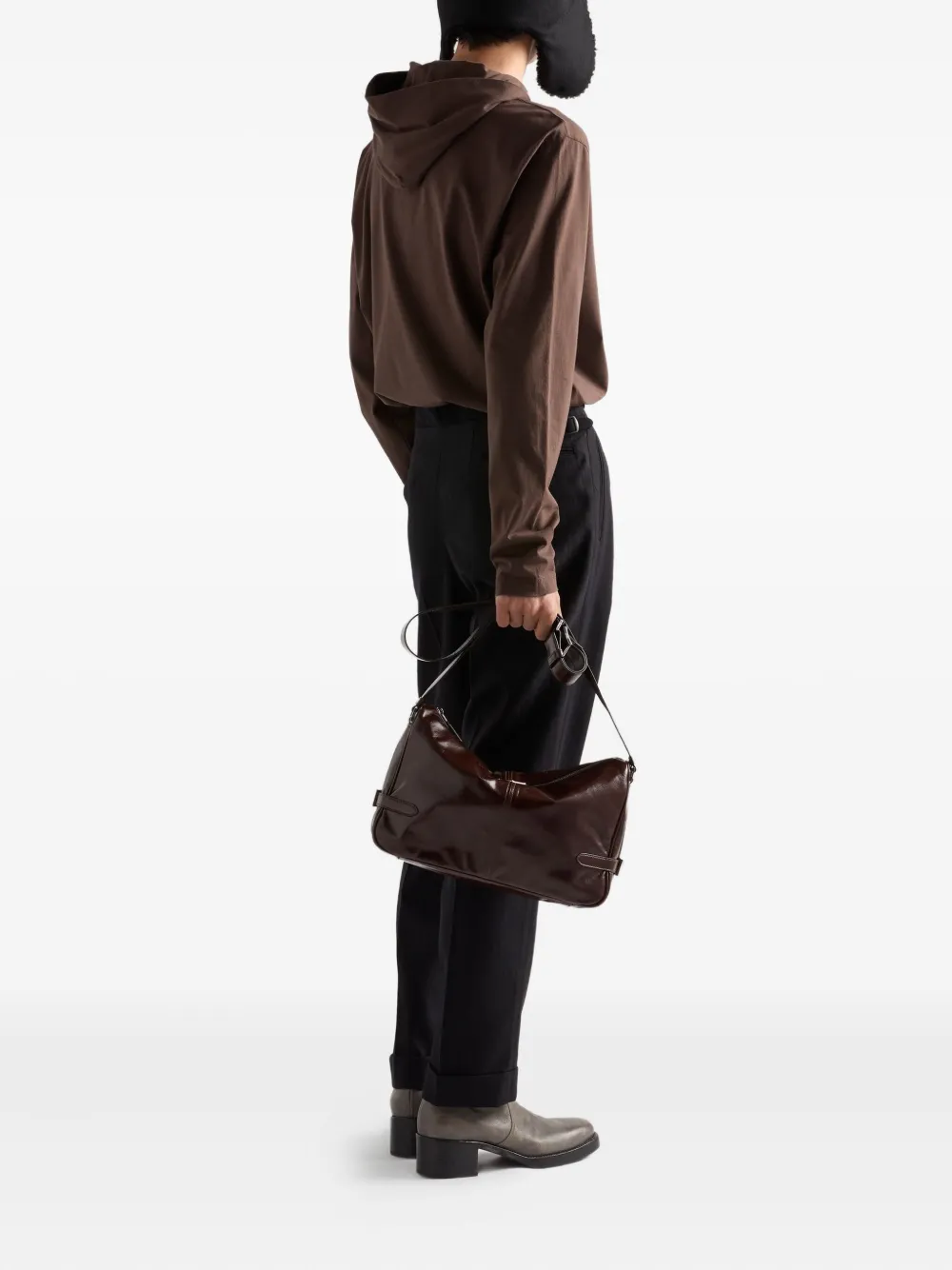 Prada Katoenen trui met logo en capuchon Bruin