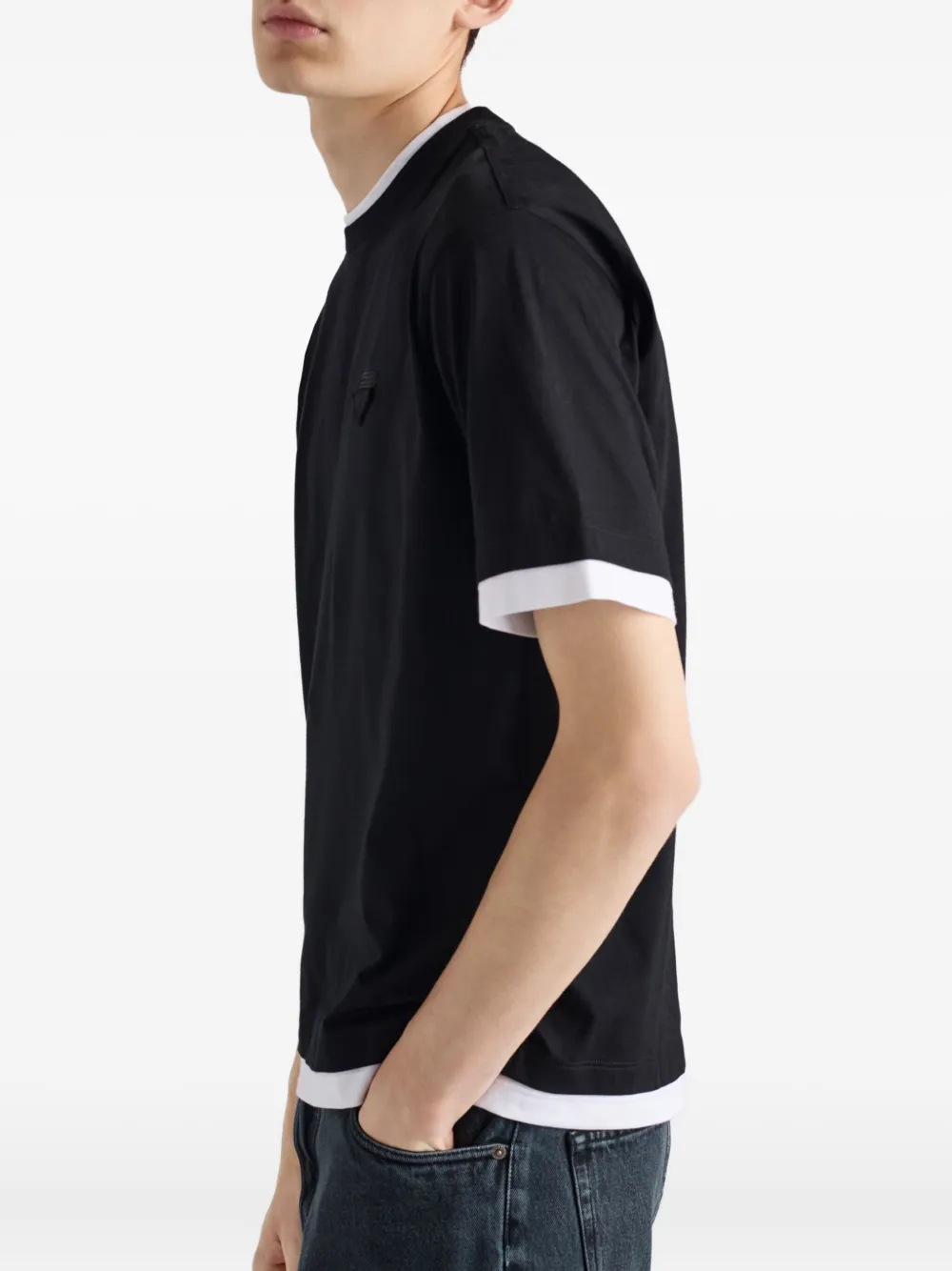 Prada triangle-logo cotton T-shirt Zwart