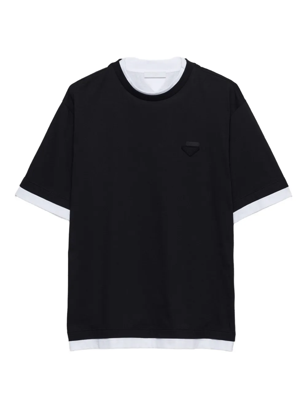 Prada triangle-logo cotton T-shirt Zwart