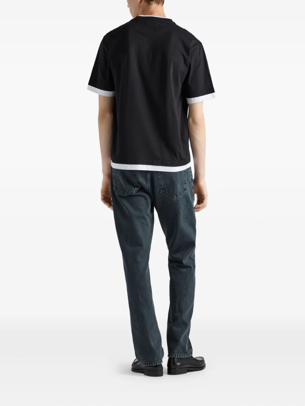 Prada triangle-logo cotton T-shirt Zwart
