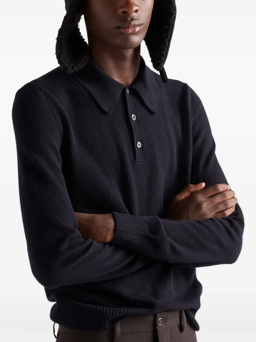 Prada Poloshirt Aus Kaschmir In Blue