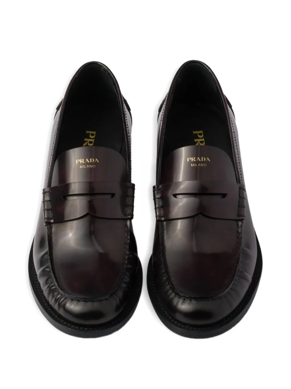 Prada Leather Loafers In Brown