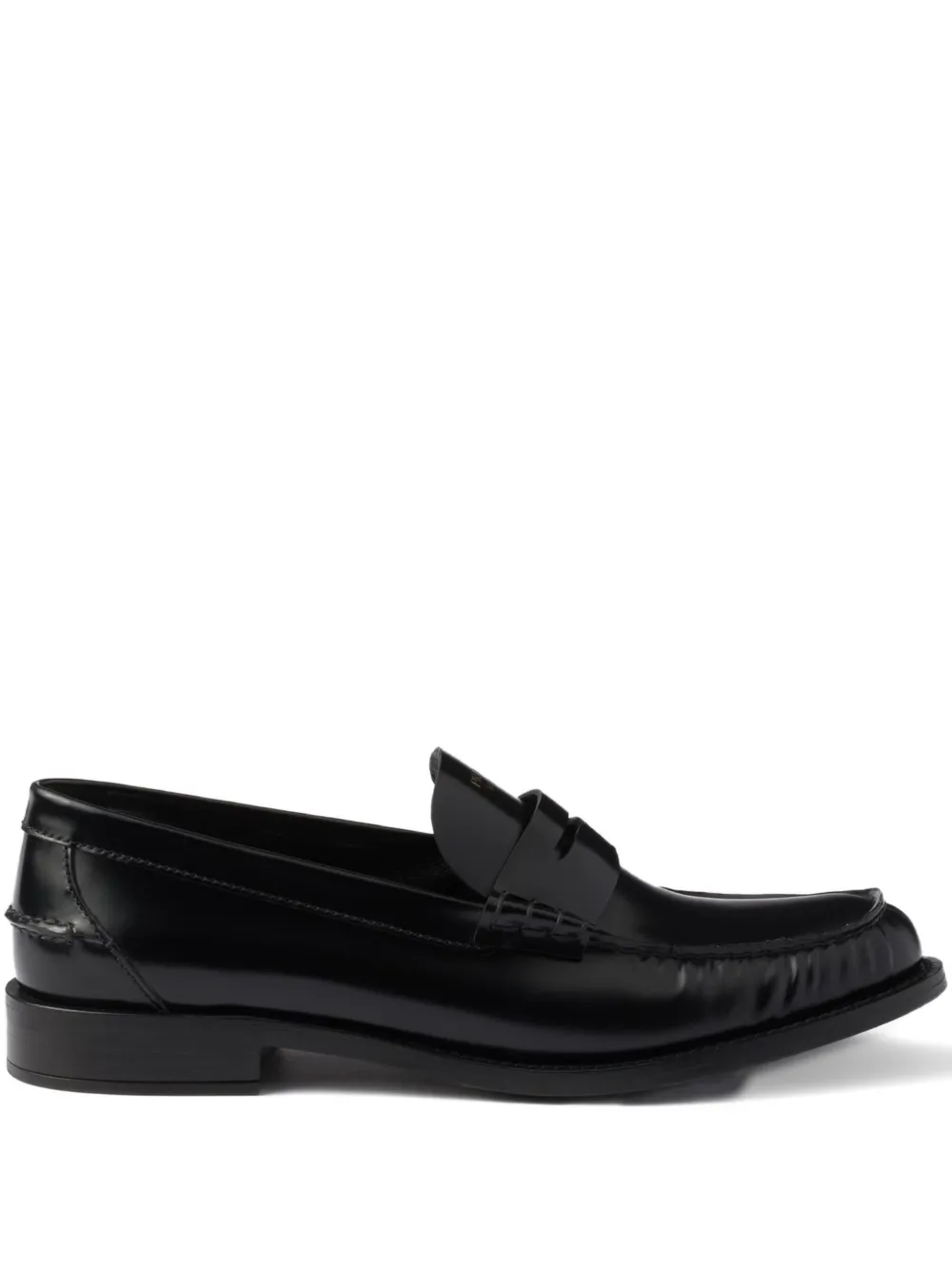 Prada 20mm brushed-leather band loafers Black