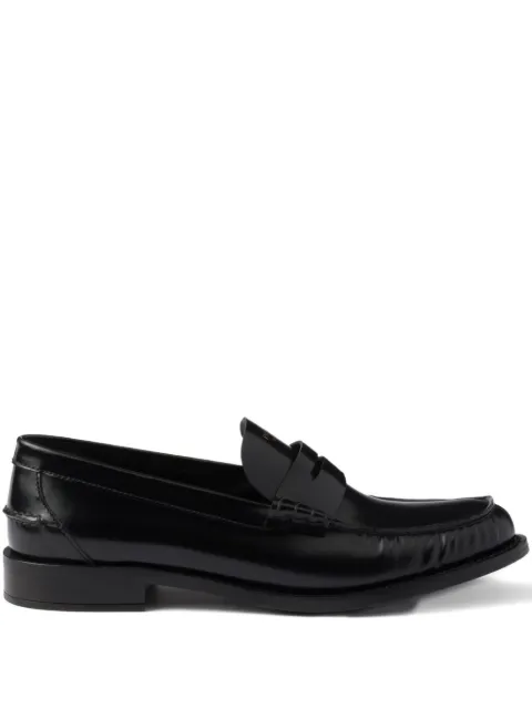 Prada 20mm brushed-leather band loafers