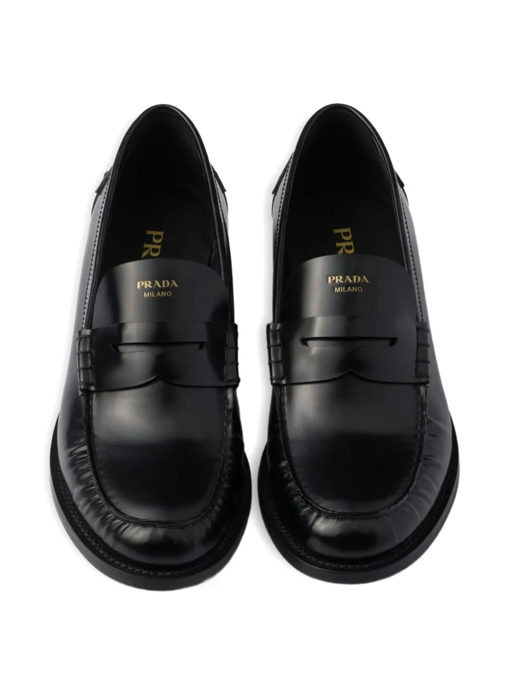 Prada 20mm brushed-leather band loafers Black