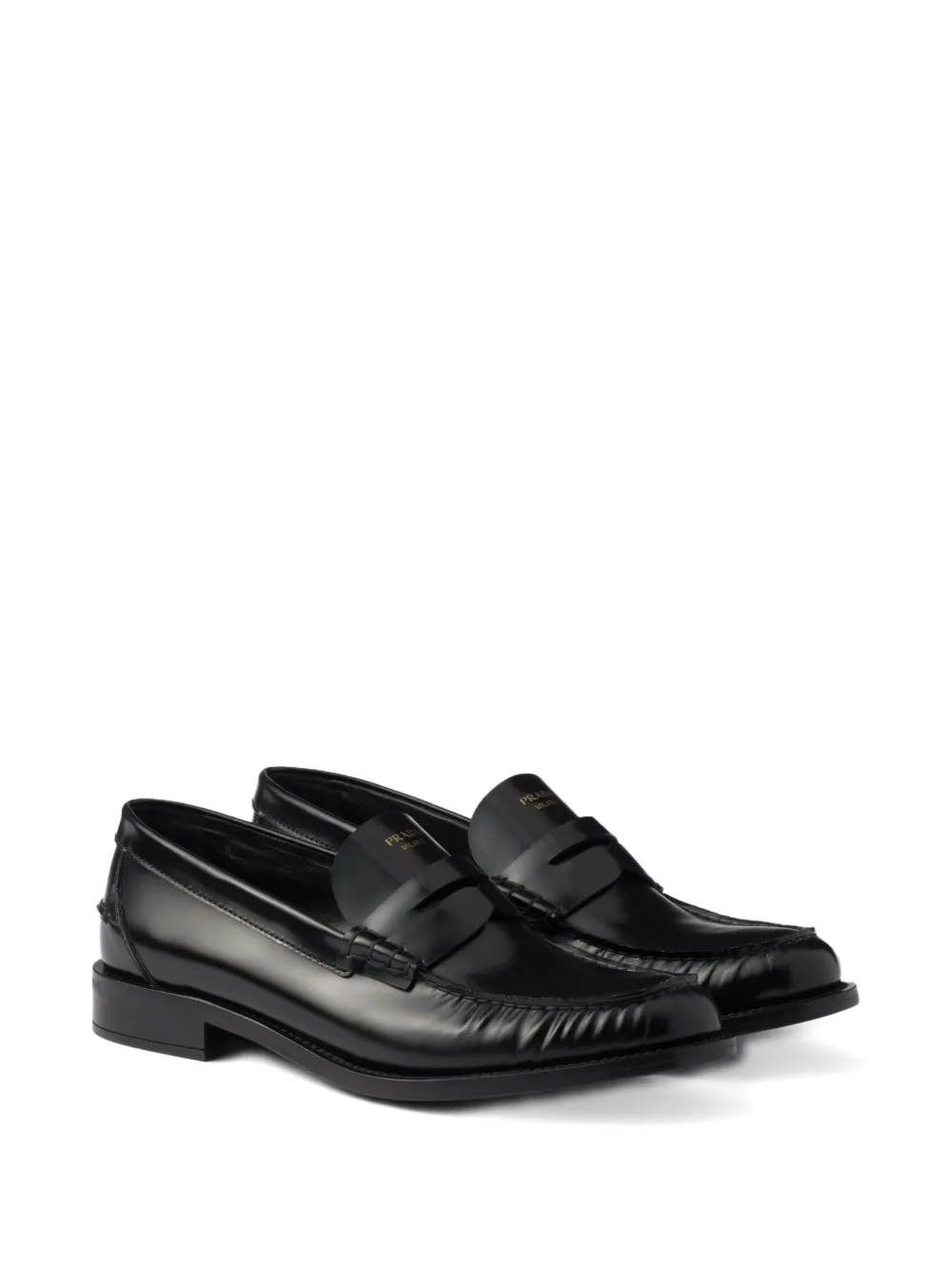 Prada 20mm brushed-leather band loafers Black