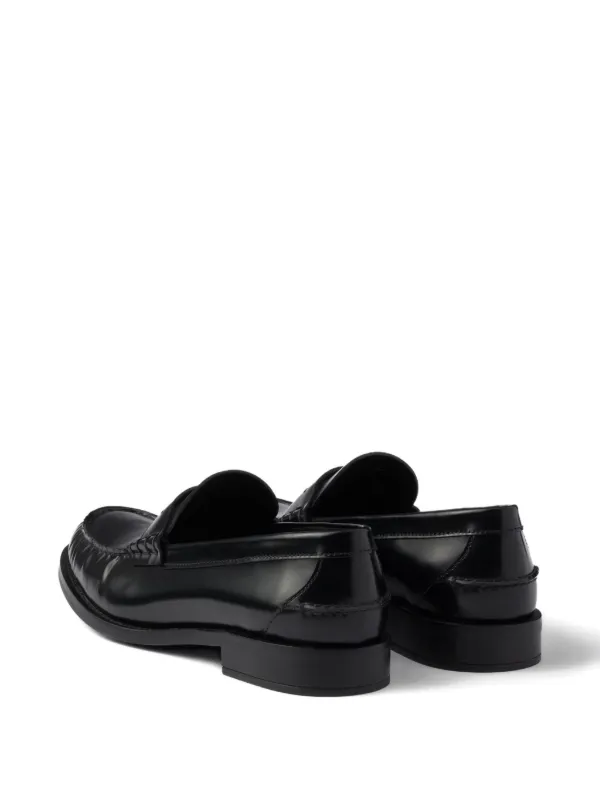 Prada ブラッシュドレザーローファー | ブラック | FARFETCH JP