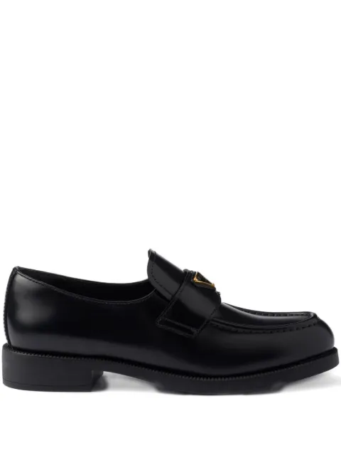 Prada leather triangle-logo loafers