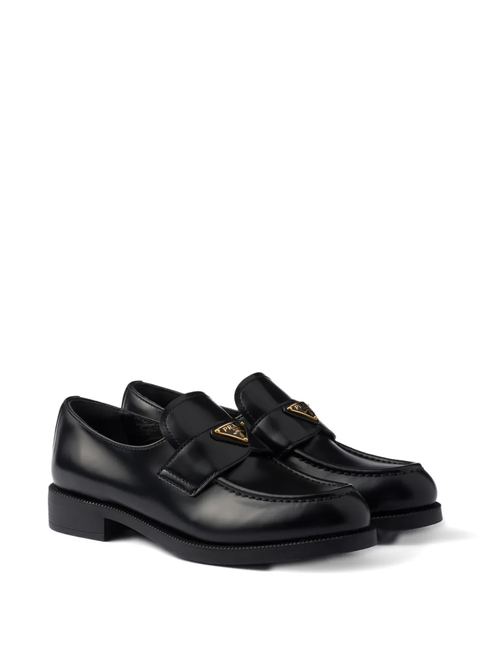 Prada leather triangle-logo loafers Black