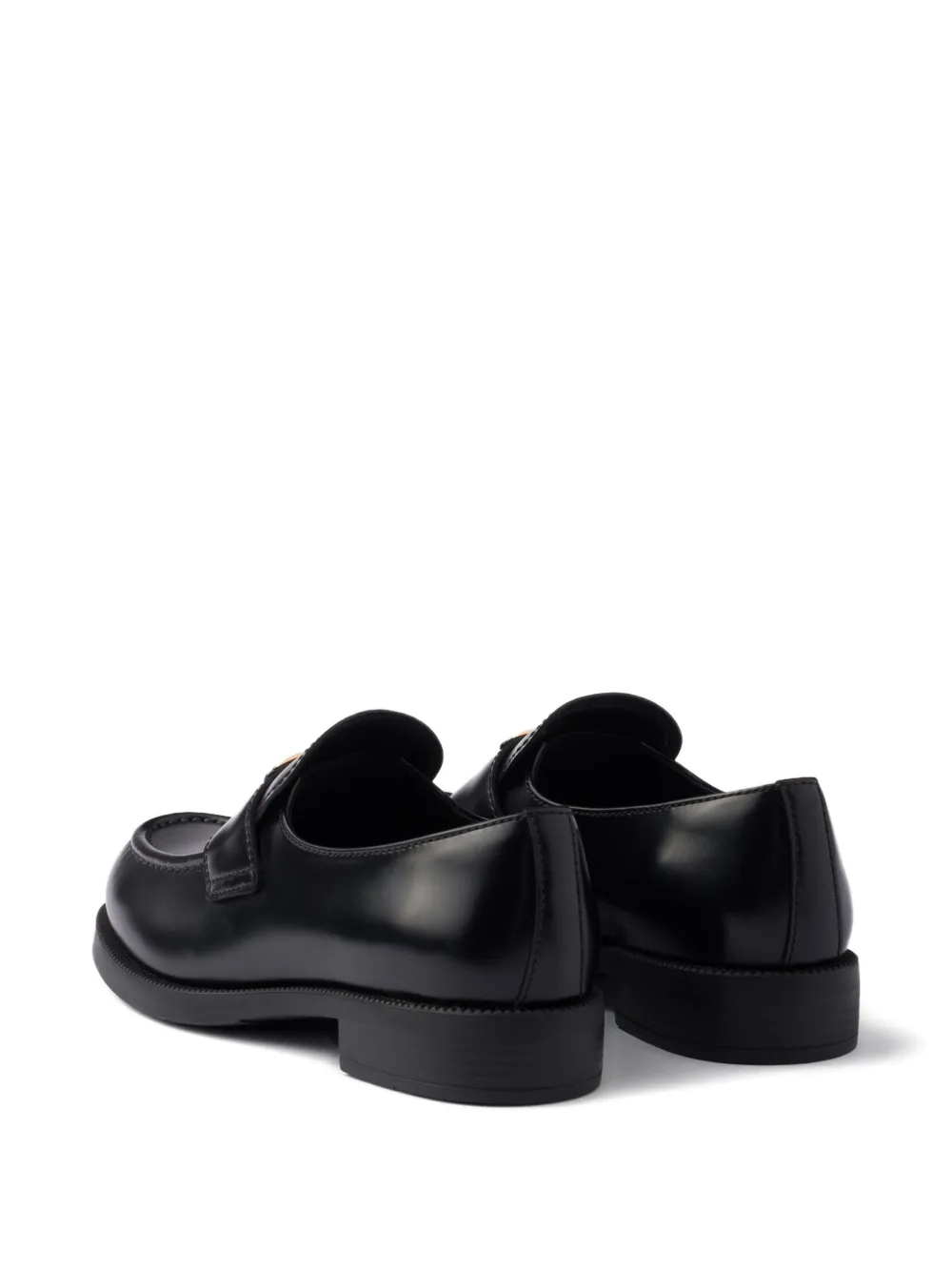 Prada leather triangle-logo loafers Black