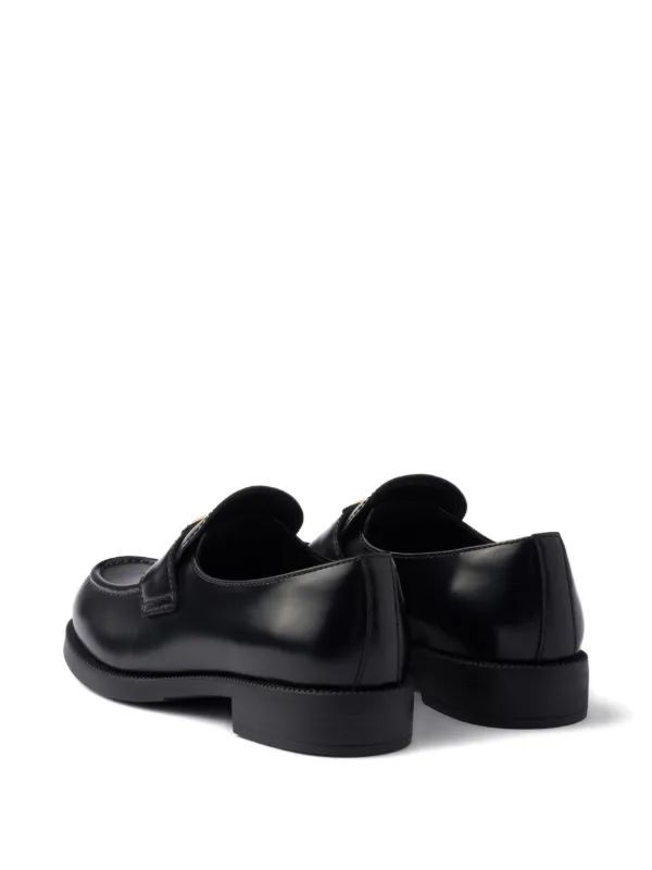 Prada Leather triangle-logo Loafers | Black | FARFETCH display picture 3
