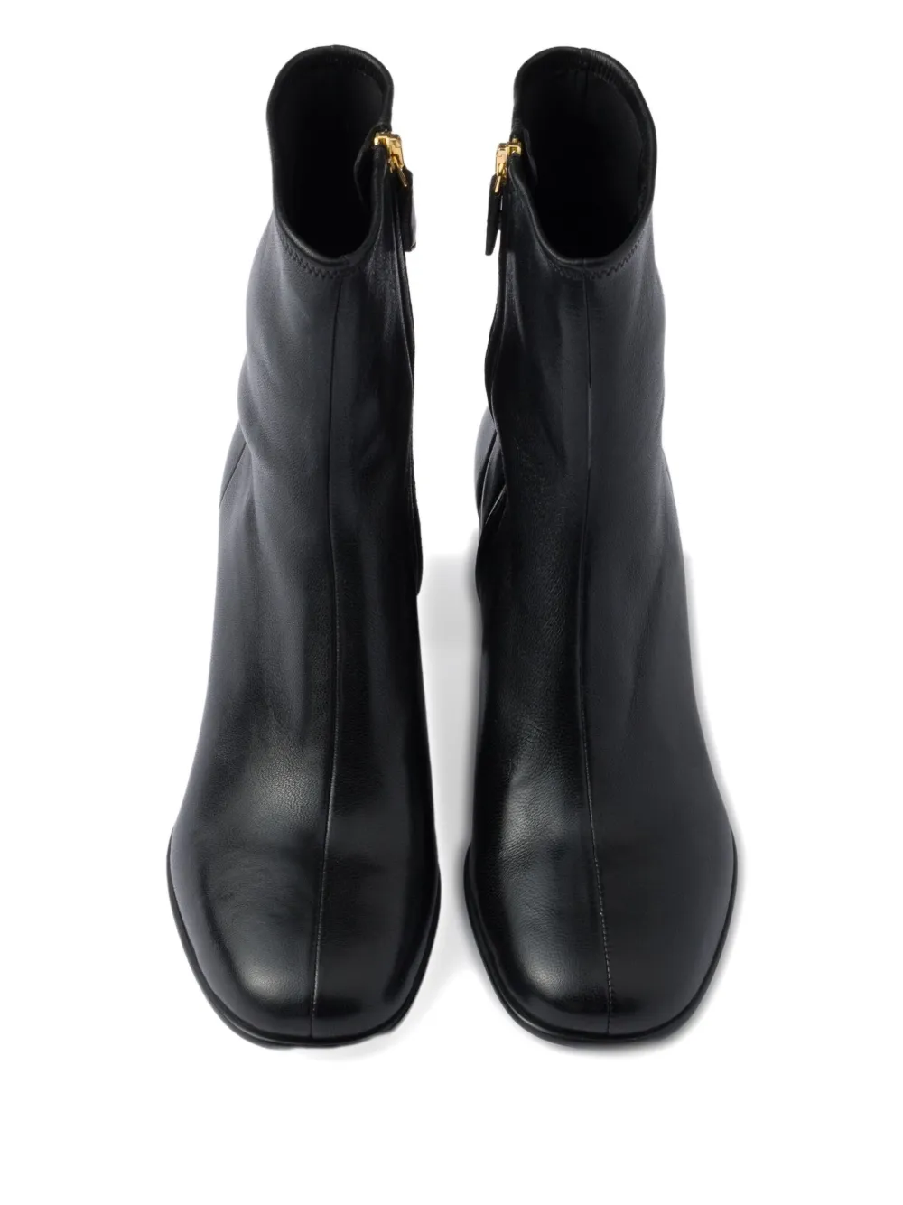 Prada 55mm Leather Zip-fastening Block-heel Boots In Black