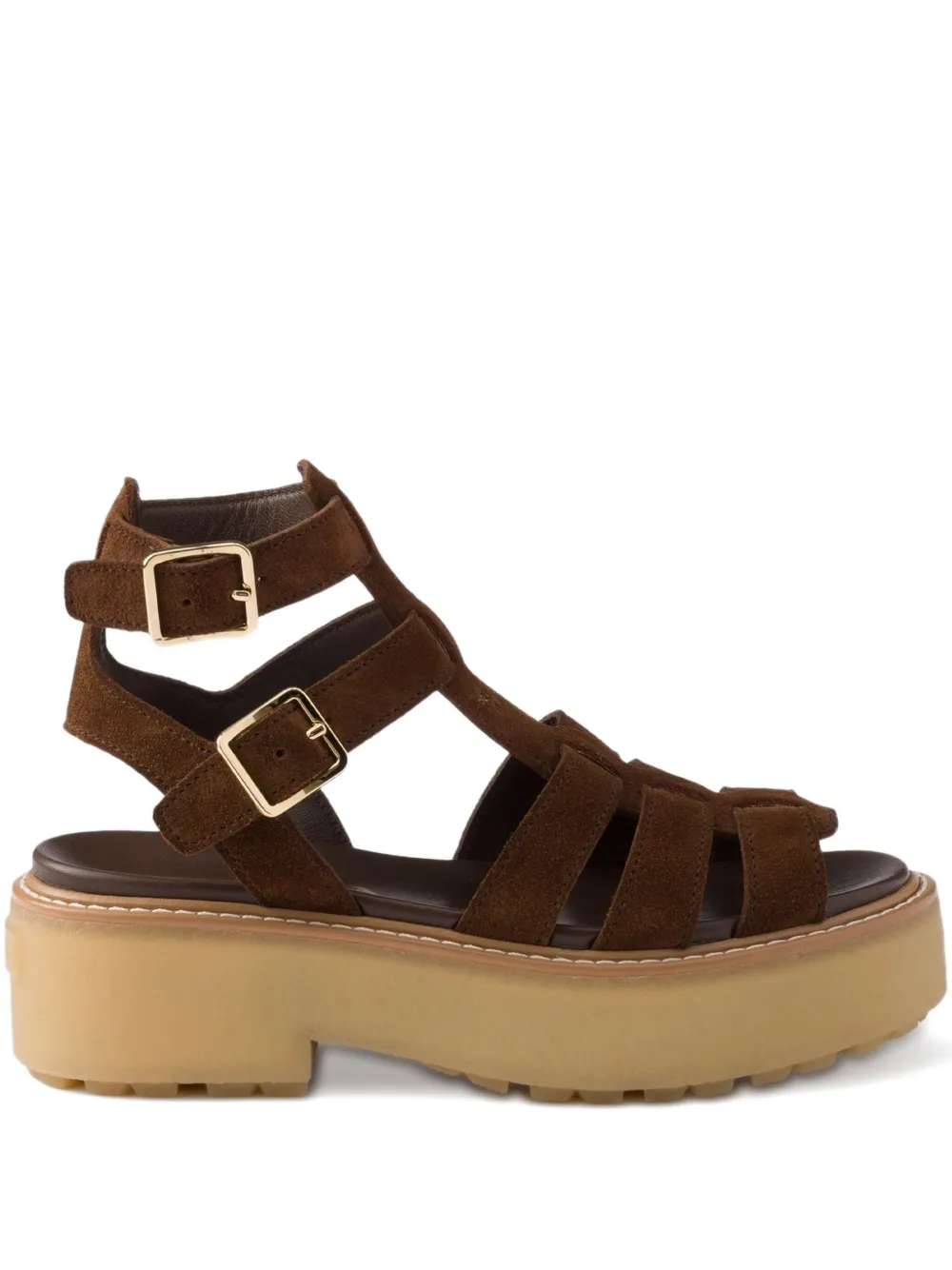 Prada 50mm buckle-strap platform sandals Brown