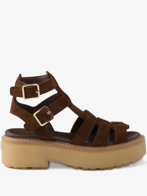 Prada suede gladiator platform sandals