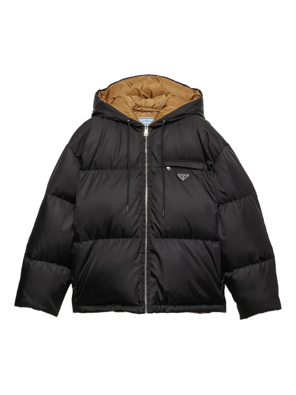 Prada hooded puffer jacket Zwart