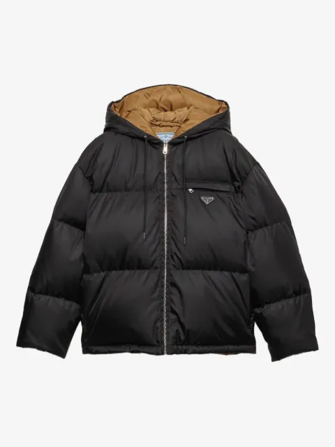 Prada Re-Nylon logo-plaque coat