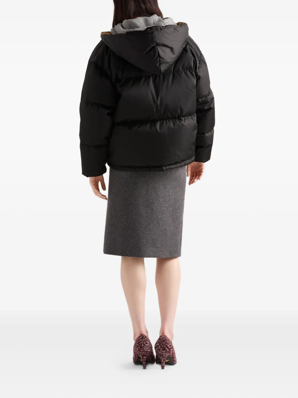 Prada hooded puffer jacket Zwart