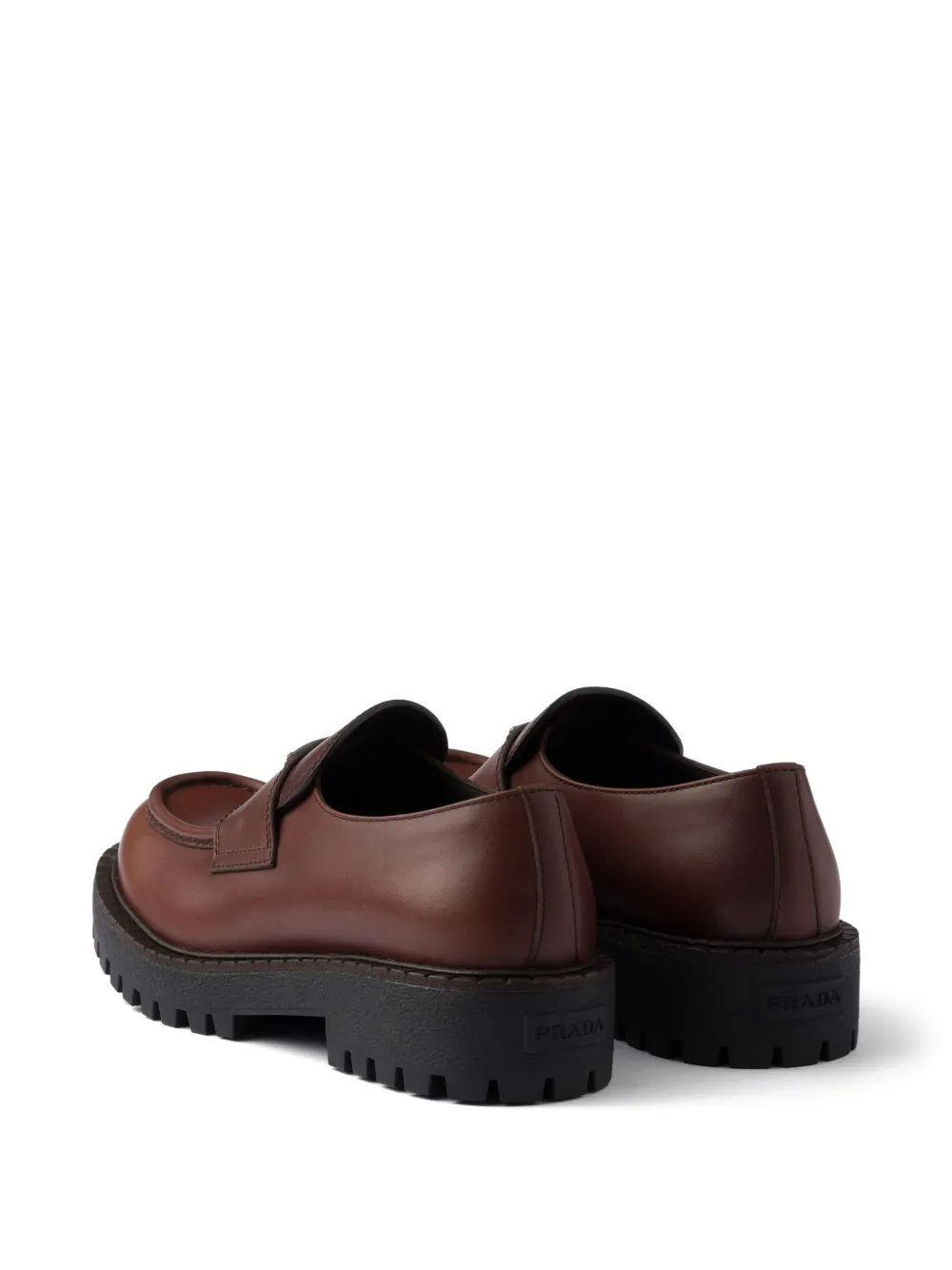 Prada Loafers met emaille triangelvormig logo Bruin