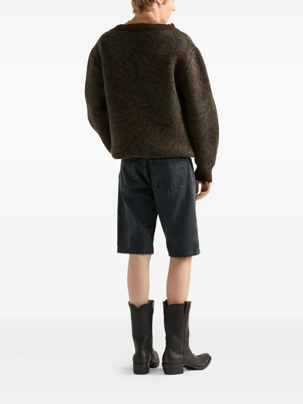 Prada Katoenen denim shorts met geverfd effect Zwart