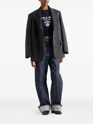 【美品】プラダ PRADA スプリングコート ノーカラー 比翼 40 プラダ レディース】ジャケット&コート｜PRADA